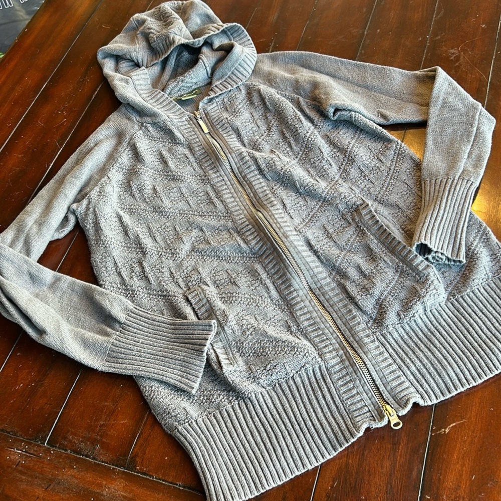 Eddie Bauer full 2-way zip hooded cardigan sweater